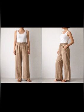 InWear Linen Blend Wide Leg Pants | Neutral Minimalist Scandinavian Chic